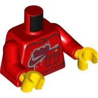 Torso, Pocket, Dark Red LEGO Brick, Nike Logo print, Red Arms, Yellow Hands