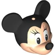 Minifig Head Special with Black Mouse Ears and Nose and White Eyes with Long Eyelashes Print (Minnie)
