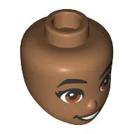 Minidoll Head, Black Eyebrows, Brown Eyes, Open Mouth Smile