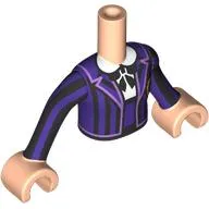 Minidoll Torso Girl with Light Nougat Arms and Hands with Dark Purple Jacket, Black Stripes, Gold Symbol, Black Shirt, Silver Pendant print