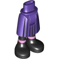 Minidoll Hips and Mid-Length Skirt with Black Stripes, Black Legs, Boots, Bright Pink Band print