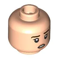 Minifig Head Nancy Wheeler, Dark Brown Eyebrows, Worried / Confused