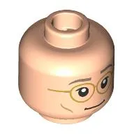 Minifig Head Henry Creel, Gold Glasses, Dark Tan Eyebrows, Cheek Lines