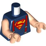 Torso Shirt with Red Suspenders, Silver Clasps, Red/Yellow Superman 'S' Logo Print, Light Nougat Arms and Hands