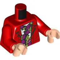 Torso, Jacket, White Shirt with Dark Pink/Lime Shapes print, Red Arms, Light Nougat Hands