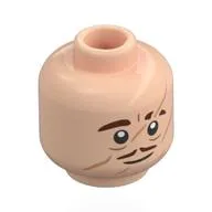 Minifig Head Remus Lupin, Reddish Brown Eyebrows, Moustache, Nougat Scars, Neutral / Yellow Eyes, Fangs, Screaming