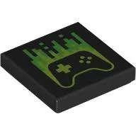 Tile 2 x 2 with Game Controller, Lime/Bright Green Pixels print