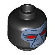 Minifig Head Cad Bane, Sand Blue Face, Dark Blue Lines, Red Eyes