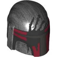 Helmet Mandalorian with Holes with Black/Dark Red Markings, Scratches print