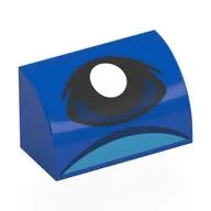 Brick Curved 1 x 2 x 1 No Studs with Dark Blue Eye, White Pupil print