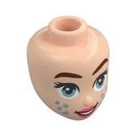 Minidoll Head, Reddish Brown Eyebrows, Sand Blue Eyes, Coral Lips, Metal Blue Stars