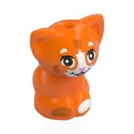 Animal, Cat, Kitten Sitting with White Face, White/Dark Orange Spots, Bright Pink Nose print