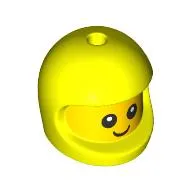 Minifig Head Special, Baby with Vibrant Yellow Helmet pattern, Face print