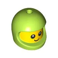 Minifig Head Special, Baby with Lime Helmet pattern, Face print