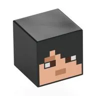 Minifig Head Special, Cube with Pixelated Light Nougat Face, Dark Brown Eyes Print