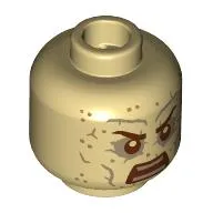 Minifig Head Sand Man, Dark Brown Eyebrows, Eyes, Mouth, Dark Tan Eyeshadow, Teeth, Sand