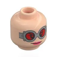 Minifig Head Doc Ock, Silver Goggles, Red Glasses, Peach Lip