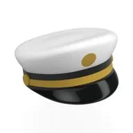 Hat, Captain's Cap with White Top, Gold Stripe, Dot Print