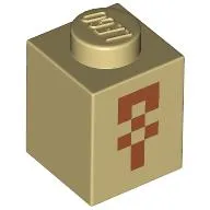 Brick 1 x 1 with Dark orange Minecraft Desert Temple Ankh print