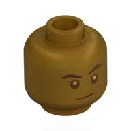 Minifig Head Bruce Wayne, Eyebrows, Chin Dimple, Frown / Angry Print