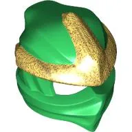 Wrap with Forehead Ridge with Gold 3 Point Emblem, Bow in Back pattern