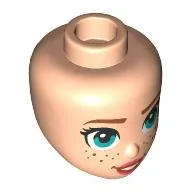 Minidoll Head, Nougat Eyebrows, Dark Turquoise Eyes, Coral Lips, Freckles