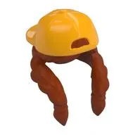 Hair and Hat, Backward Cap with Dark Orange Braided Tails Pattern