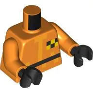 Torso, Pixelated Hazmat Suit, Black Belt, Yellow/Black Checkered Badge print, Orange Arms, Black Hands