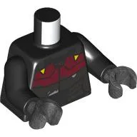 Torso, Mandalorian Armor, Dark Red Panel with Yellow Triangles print, Black Arms, Pearl Titanium Hands