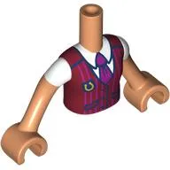 Minidoll Torso Girl with Nougat Arms and Hands with Dark Red Jacket, Gold 'C', Dark Pink Tie, White Shirt print