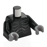 Torso, Dark Bluish Grey Creases, Spine on Back print, Black Arms, Light Bluish Gray Hands