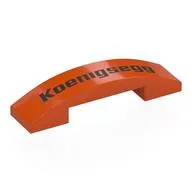 Brick Curved 4 x 1 Double, No Studs with Black Koenigsegg print