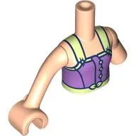 Minidoll Torso with Left Limb Reduction, Light Nougat Arms and Hand with Lavender Dress, Yellowish Green Straps, Belt print