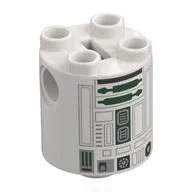 Brick Round 2 x 2 x 2 Robot Body with Dark Green Astromech Droid Print
