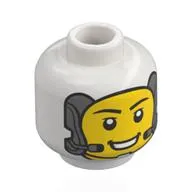 Minifig Head Astronaut, Yellow Face, Open Mouth Smile, Headset (CCA), Light Bluish Grey Lines on Back