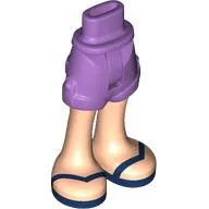 Minidoll Hips and Shorts with Light Nougat Legs, Dark Blue Sandals print