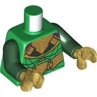 Torso, Gold/Dark Green Armor, Magenta Cape print, Dark Green Arms, Pearl Gold Hands