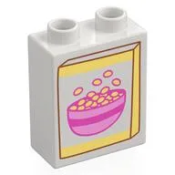 Duplo Brick 1 x 2 x 2 with Box of Cereal Print