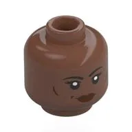 Minifig Head Kayla Watts, Black Eyebrows, Dark Red Lips, Smile / Frown