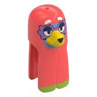 Minifig Head Special Dog with Blanket Coral with Medium Blue Face, Yellow Nose, White Eyebrows, Lavender Glasses Print