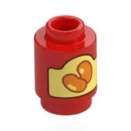 Brick Round 1 x 1 with Bean Can print