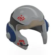 Helmet Rebel with Cheek Protectors (Star Wars) with Dark Tan Visor, Dark Blue/Black Bands, Red Markings Print