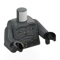Torso, Batman Armor, Black Bat, Utility Belt, Muscles Print, Dark Bluish Gray Arms, Black Hands