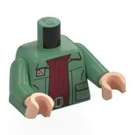 Torso, Jacket, Dark Red Shirt, Dark Brown Belt, Silver Buckle Print, Sand Green Arms, Light Nougat Hands