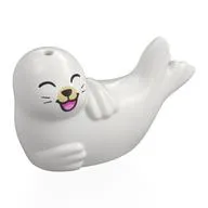 Animal, Seal, Lying on Side with Tan Nose, Bright Pink/Dark Pink Mouth, Laughing print