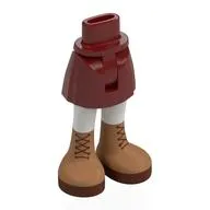 Minidoll Hips and Short Skirt with White Legs, Nougat Boots, Reddish Brown Soles, Laces Print