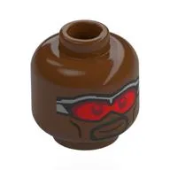 Minifig Head Sam Wilson, Silver Visors with Red Lenses, Black Beard, Lopsided Smile