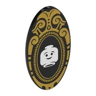 Shield Ovoid with Grip with Magic Mirror, Gold Border, White Minifig Head Print