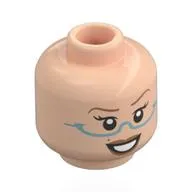Minifig Head Fairy Godmother, Nougat Eyebrows, Peach Lips, Silver Half Glasses, Smile, Raised Eyebrow / Shocked