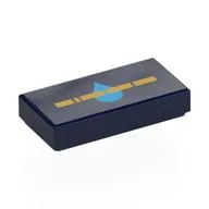 Tile 1 x 2 with Gold Stripe, Dark Azure Water Droplet print